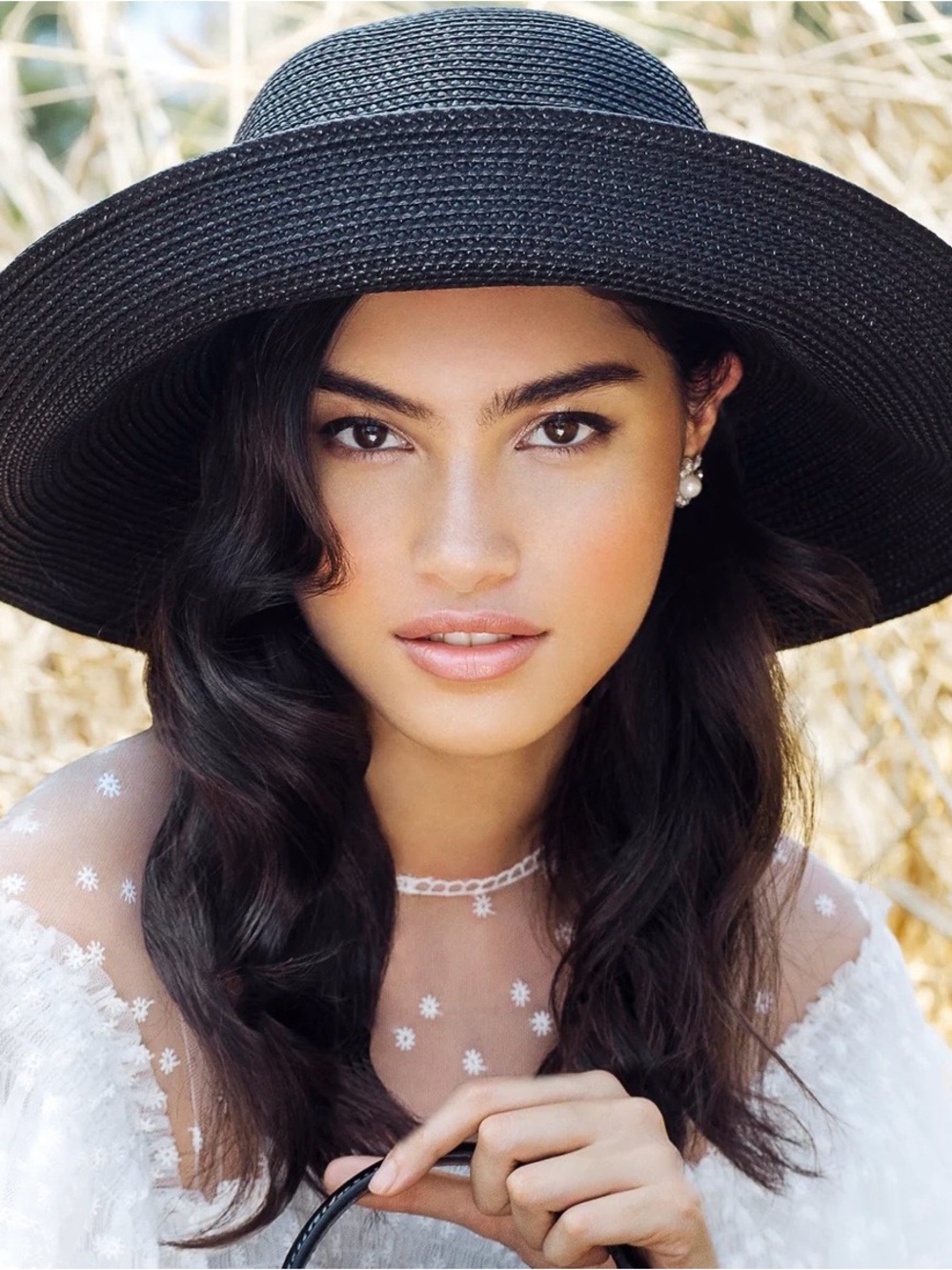 Hampton Straw Packable Black Wide-Brim Sun Hat by Eric Javits - Picture 3 of 10